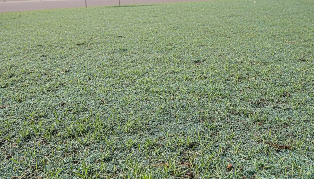 New hydroseed lawn germination with lush green grass growth in Littleton, CO by Chop Chop Landscaping