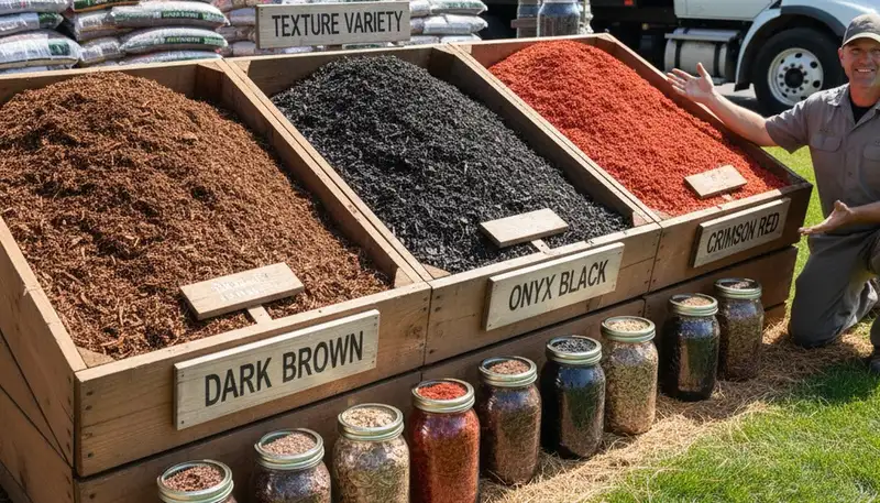 Brown, black, and red mulch options for landscaping projects in Littleton, CO by Chop Chop Landscaping