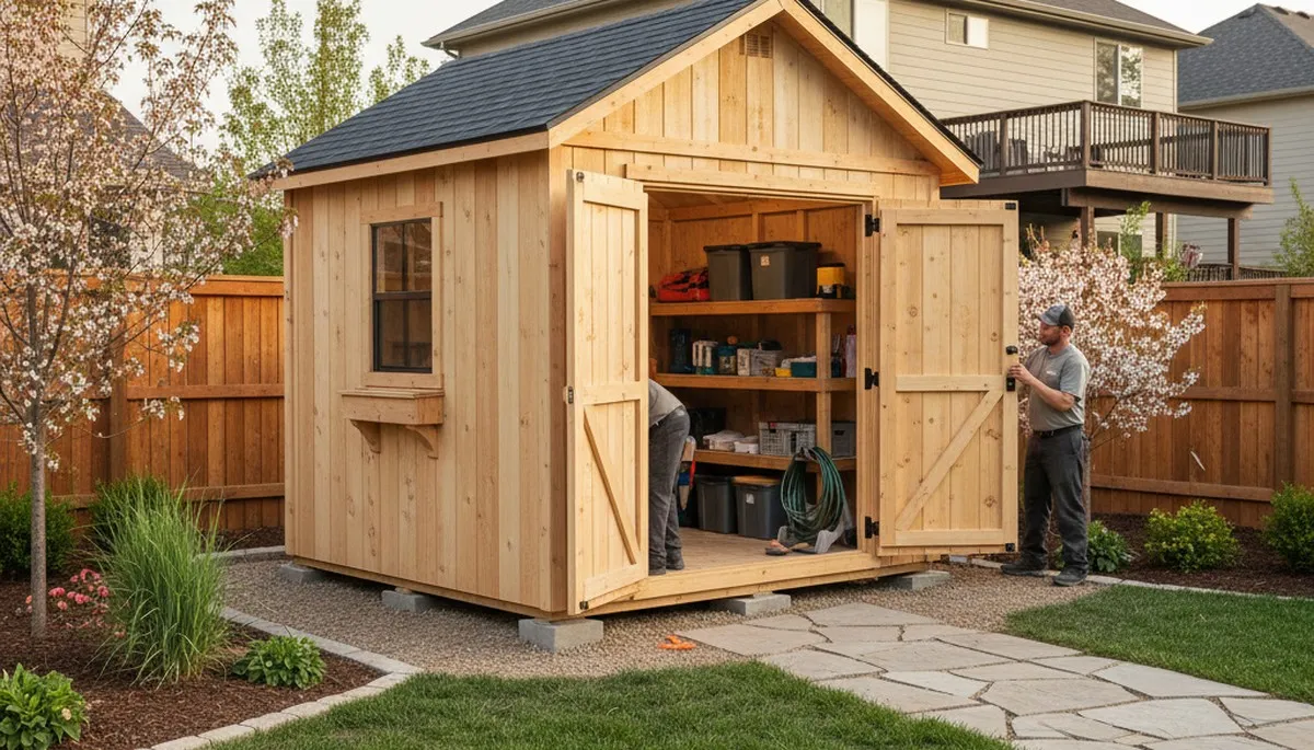 Professional backyard shed installation by Chop Chop Landscaping in Littleton, CO