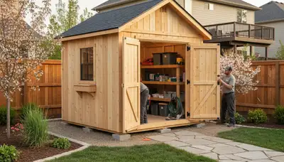 Professional backyard shed installation by Chop Chop Landscaping in Littleton, CO