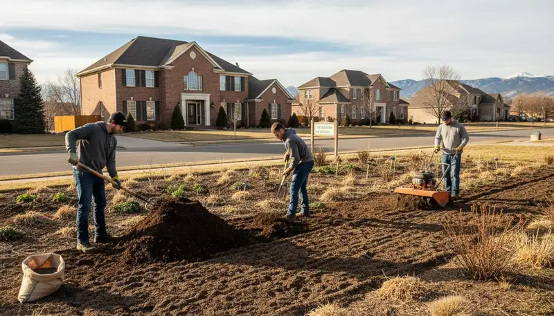 Professional organic soil amendment and compost application by landscapers in Littleton, CO