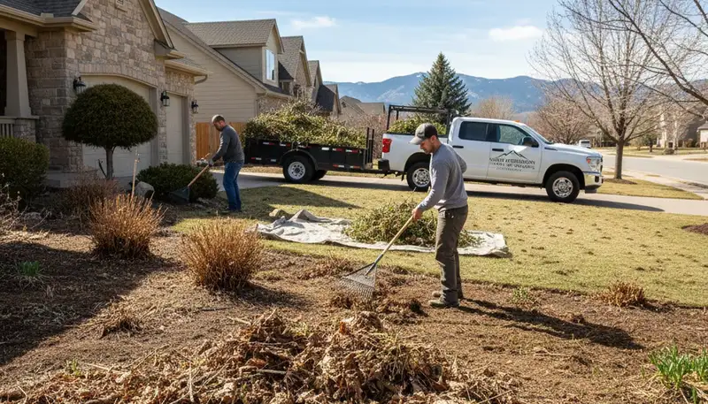 Spring yard clean up and garden bed pruning in Littleton, CO by Chop Chop Landscaping