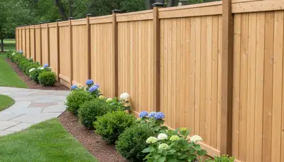 White wooden privacy fence installation by Chop Chop Landscaping in Littleton, CO residential yard